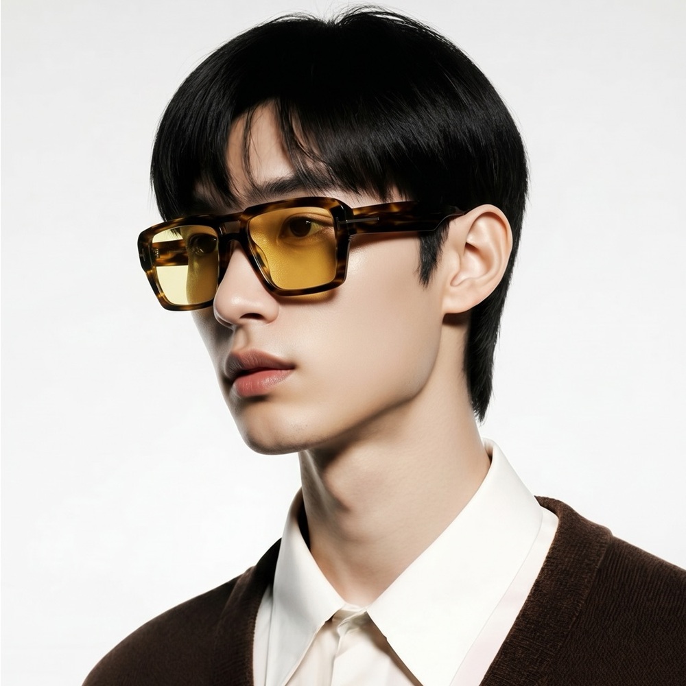 New Authentic Tom Ford TF1153 52E “Redford” Sunglasses – Dark Havana with Yellow